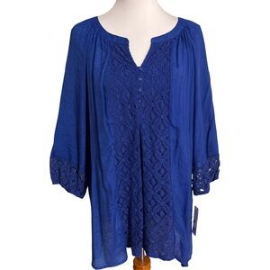 Counterparts Royal Blue Tunic with Lace Accents